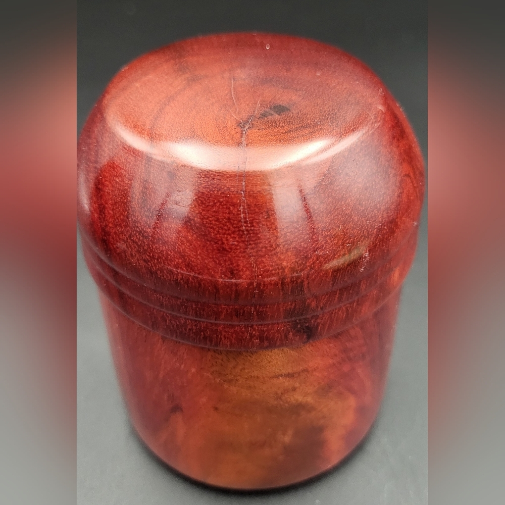 Vintage 2-Piece Hand Turned Red Colored Storage Box~Slide-on Lid - Picture 6 of 8